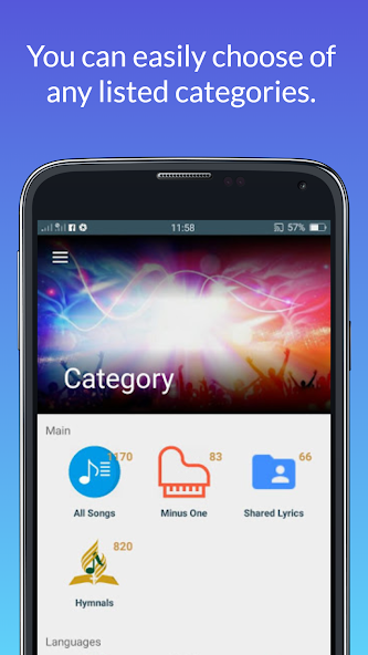 Song categories in the SDA Lyrics app